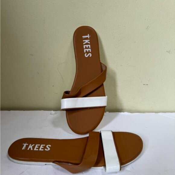 TKEES NEW Kat Strap Leather Sandals Flats Comfort Slides Mules Minimal Neutral 7 - Picture 8 of 13